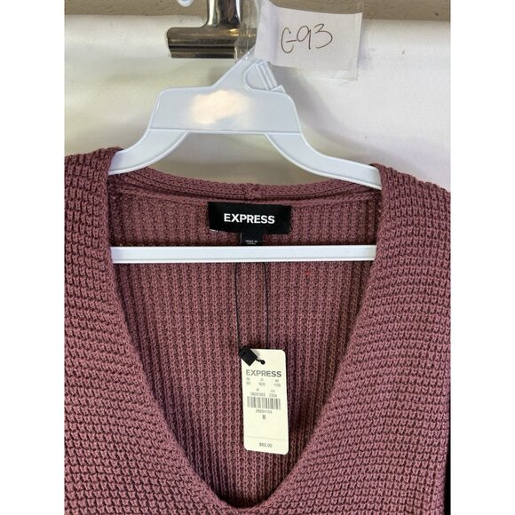New Express Waffle Knit Thermal Boxy Sweater Mauve - Picture 5 of 7